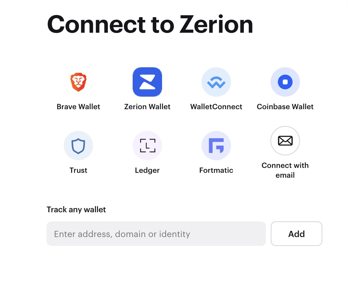 Zerion web app interface